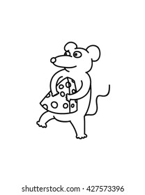 Funny rat and cheese cartoon vector art
