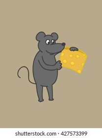 Funny rat and cheese cartoon vector art