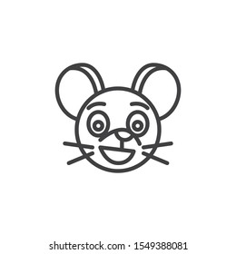 Funny rat emoticon line icon. linear style sign for mobile concept and web design. Happy mouse face emoji outline vector icon. Chinese 2020 year of the rat  symbol, logo illustration. Vector graphics