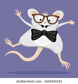 Funny rat with glasses and a bow tie.