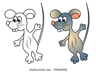 Funny rat mouse vector with teeth  cartoon colored illustration sketch animal blue