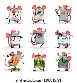 funny rat set / vector