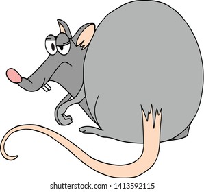 Funny rat, skeptical look, chinese new year calendar, greeting card. Cute mouse, rat in poses. Animal cartoon cartoon set