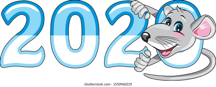 Funny rat. Symbol of the year. Vector