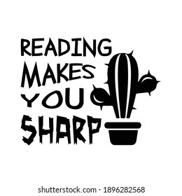 Funny Reading Book Quote text and illustration