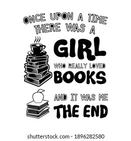 Funny Reading Book Quote text and illustration