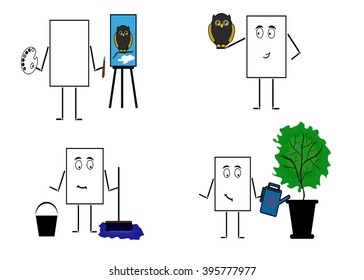 funny rectangular characters. set