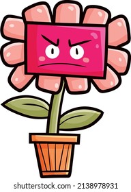 Funny rectangular flower getting frown