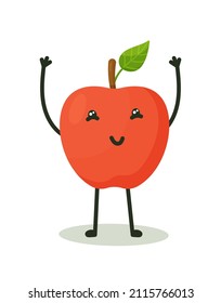 Funny red apple character with face. 