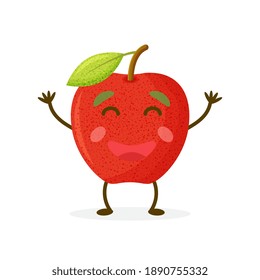 personaje de manzana roja graciosa, mascota, elemento de decoración, ilustración vectorial de dibujos animados aislada en fondo blanco. Carácter gracioso de manzana roja, concepto de atención médica para niños