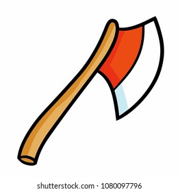 Funny red axe in cartoon style - vector.