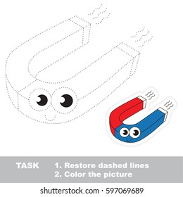 The Funny Red and Blue Magnet. Dot to dot educational game for kids, tracing worksheet.