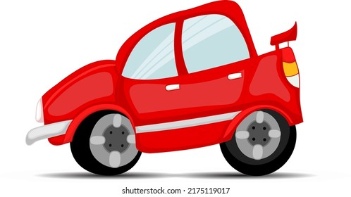 Funny red car cartoon vector illustration