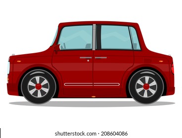 Funny red car. Vector illustration 