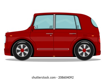 Funny red car. Vector illustration 