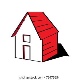 Funny red cartoon house vector illustration