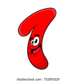 funny red cartoon number one character design vector illustration