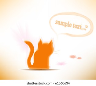 Funny red cat sits with his back to us
