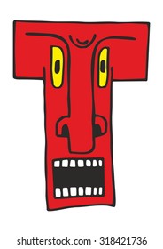 funny red character face