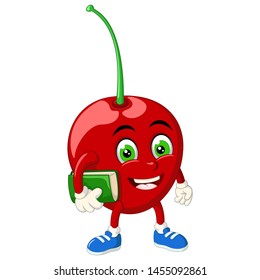 Funny Red Cherry Cartoon For Your Design