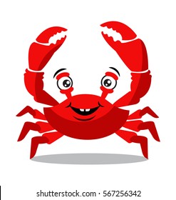 Funny red crab cartoon flat design for food flavor concept
