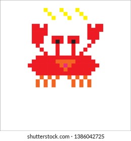 Funny red crab icon on white background