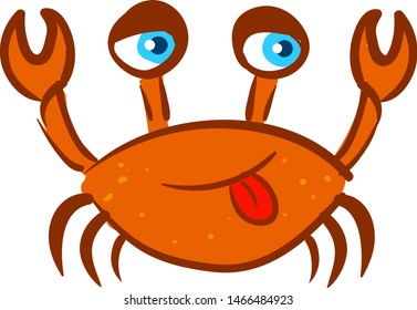 Funny red crab, illustration, vector on white background.