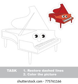 Funny Red Grand Piano. Dot to dot educational game for kids.