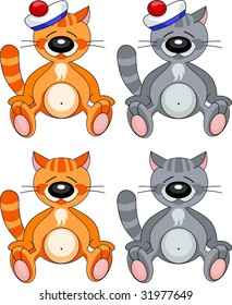 Funny red and gray cats