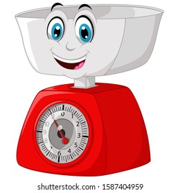 Funny Red Grey Weight Scale Machine Cartoon