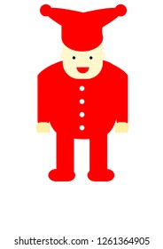 Funny red jester in fool's cap or clown in costume - vector illustration  