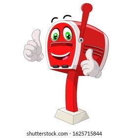 Funny Red Mailbox Whit Thumb Up Hand Cartoon