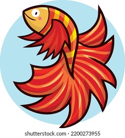 Funny red orange guppy fish cartoon vector