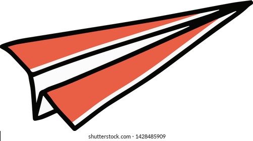 Funny red orange paper plane flying
