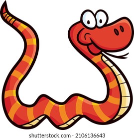 Funny red orange striped snake cartoon character