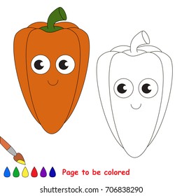 Funny Red Paprika to be colored, the coloring book for preschool kids with easy educational gaming level.