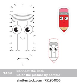 Funny Red Pencil. Dot to dot educational game for kids.