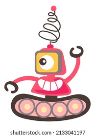 Gracioso robot rojo. Juguete de dibujos animados para niños