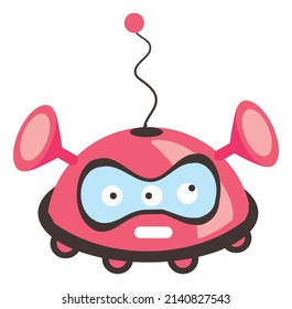 Gracioso robot rojo. Monstruo mecánico. Mascota infantil