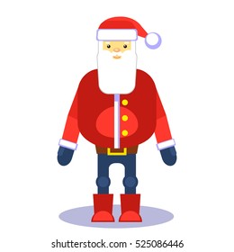 Funny red santa claus patch.  Vector. Christmas greeting card or poster. Design element for greetings