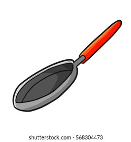 Funny red skillet cooking - vector.