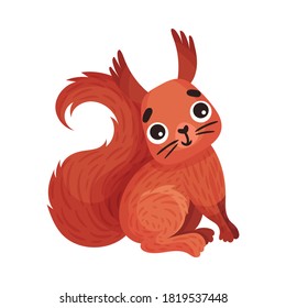 Funny Red Squirrel as Forest Animal Vector Illustration