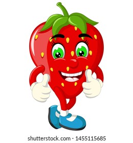Funny Red Strawberry Fruit Cartoon For Your Design