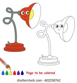 Funny Red Table Lamp to be colored, the coloring book for preschool kids with easy educational gaming level.