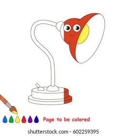 Funny Red Table Lamp, the coloring book to educate preschool kids with easy gaming level, the kid educational game to color the colorless half by sample.