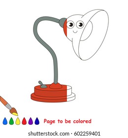 Funny Red Table Lamp, the coloring book to educate preschool kids with easy gaming level, the kid educational game to color the colorless half by sample.