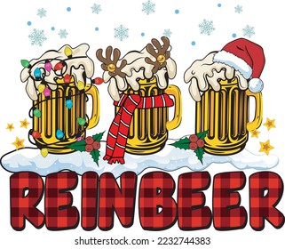 Funny Reinbeer Christmas For Print Template