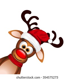 Funny Reindeer on white background.