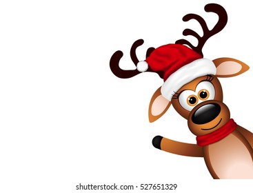Funny Reindeer on white background.