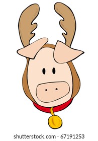 Funny Reindeer Pig.